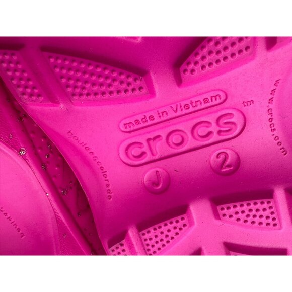 Crocs NEW Handle It Glitter Rain Boots in Hot Pink Girls Kids Size J2 - Picture 7 of 8